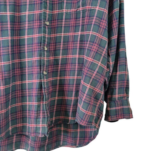 Woolrich Men's 100% Cotton Plaid Flannel Button Down Hunter Green Shirt Size L - Picture 5 of 12
